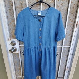 Like New Vintage Blair Denim Button-Down Shift Midi Dress size L